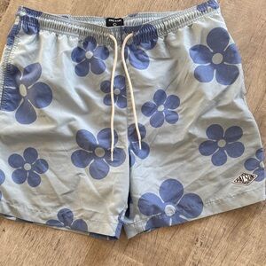 Pacsun Light Blue Floral Swim Trunks